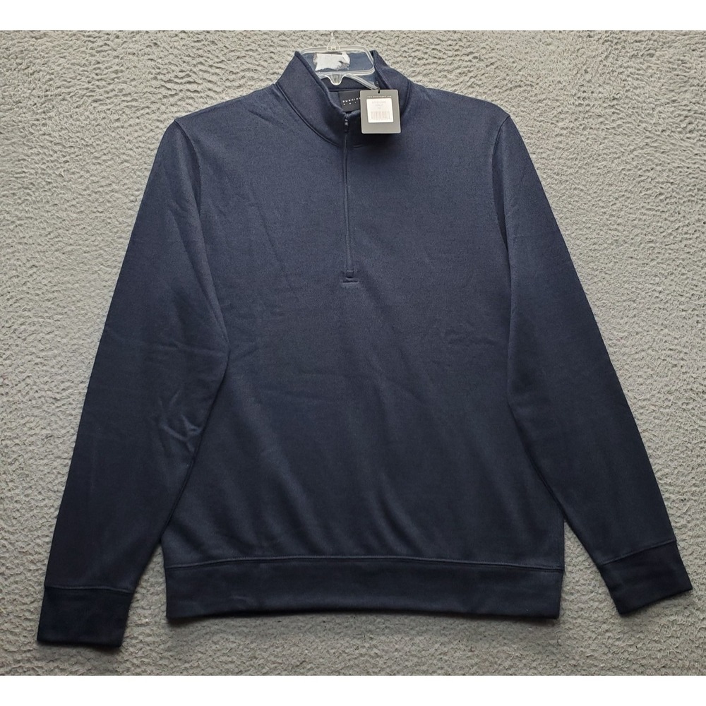Dunning Golf Performance Sweater Mens M Navy Knit Long Sleeve 1/4 Zip Pullover